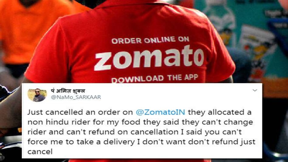 Zomato user on non-Hindu delivery boy Zomato user on non-Hindu delivery boy