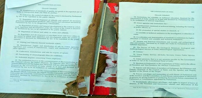 Constitution tore by PDP MP after Amit Shah's Article 370 proposal Constitution tore by PDP MP after Amit Shah's Article 370 proposal
