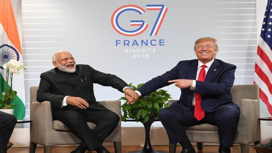 G7 Summit: Prime Minister Narendra Modi with US President Donald Trump during a bilateral meeting in the sidelines of G-7 summit in Biarritz, France. G7 Summit: Prime Minister Narendra Modi with US President Donald Trump during a bilateral meeting in the sidelines of G-7 summit in Biarritz, France.
