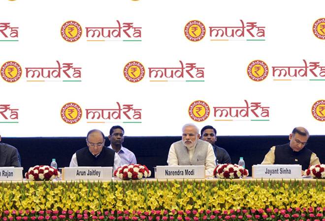 PM Narendra Modi and then Finance Minister Arun Jaitley during the launch event of Pradhan Mantri Mudra Yojana PM Narendra Modi and then Finance Minister Arun Jaitley during the launch event of Pradhan Mantri Mudra Yojana