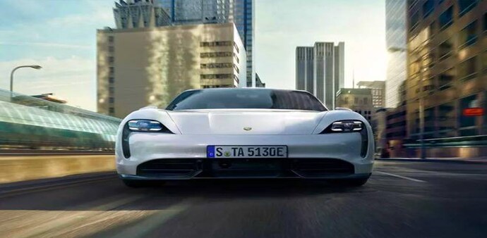 German automobile manufacturer Porsche's first electric car, the Taycan German automobile manufacturer Porsche's first electric car, the Taycan