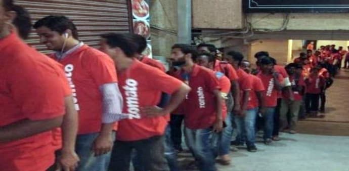Zomato delivery executives in Mumbai and Bengaluru went on a mass strike on Monday to protest against the restaurant aggregator's decision to slash incentives which gives less money per delivery. Zomato delivery executives in Mumbai and Bengaluru went on a mass strike on Monday to protest against the restaurant aggregator's decision to slash incentives which gives less money per delivery.