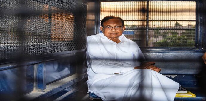 Senior Congress leader and former finance minister P Chidambaram after being produced in the Rouse Avenue Court in connection with the INX Media corruption case, in New Delhi. Senior Congress leader and former finance minister P Chidambaram after being produced in the Rouse Avenue Court in connection with the INX Media corruption case, in New Delhi.