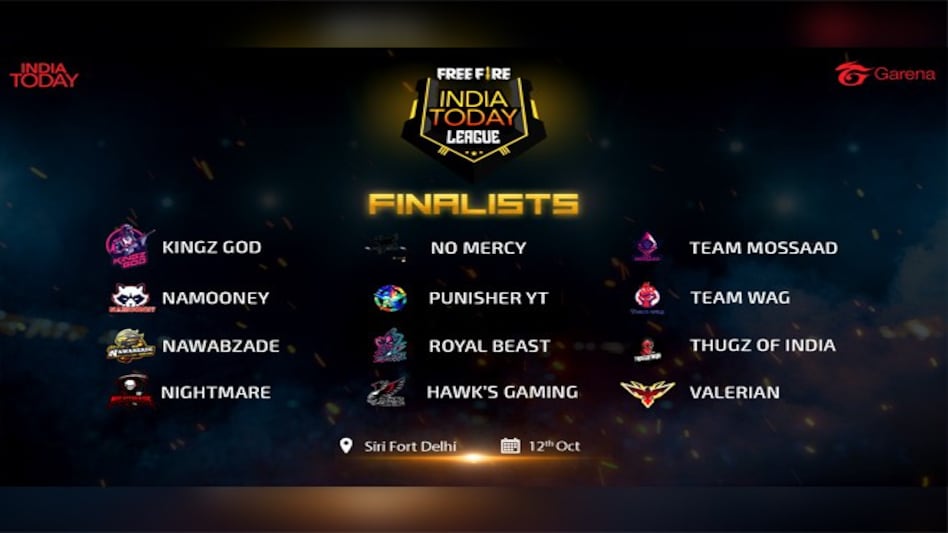 Free Fire India Today League: 12 teams to battle it out at India finale on October 12 Free Fire India Today League: 12 teams to battle it out at India finale on October 12