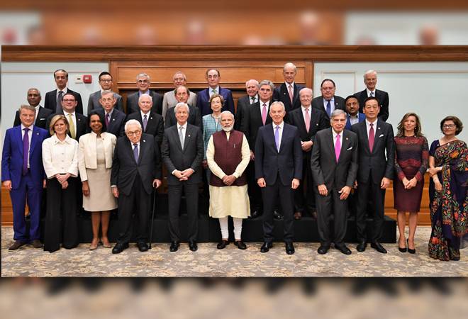 Prime Minister Narendra Modi with the JP Morgan International Council in New Delhi Prime Minister Narendra Modi with the JP Morgan International Council in New Delhi