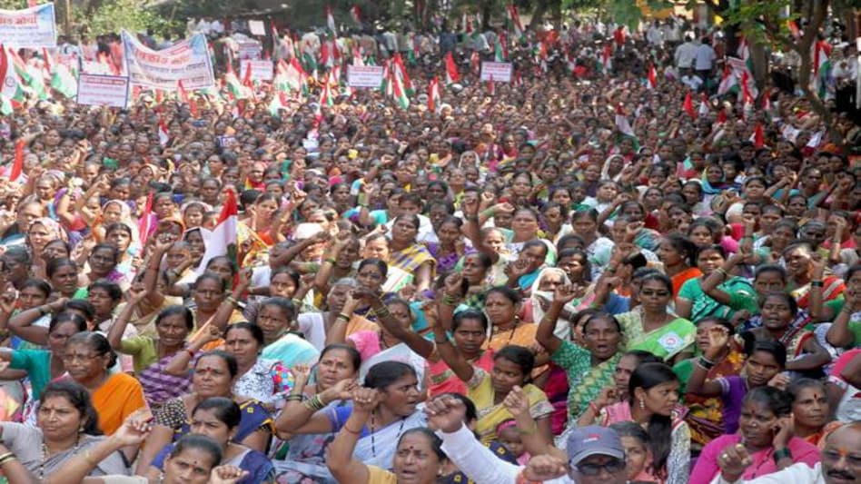 Tribals stage a protest demanding regularisation of commercial and residential constructions, in Bhiwandi, Maharashtra. Tribals stage a protest demanding regularisation of commercial and residential constructions, in Bhiwandi, Maharashtra.