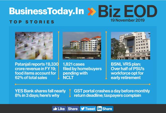Biz EOD: Patanjali sees Rs 8,330 cr turnover, 50% BSNL employees opt for VRS, GST portal crashes