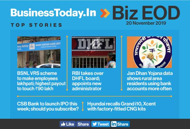 Biz EOD: BSNL employees to retire rich; RBI takes over DHFL board; Grand i10, Xcent recalled