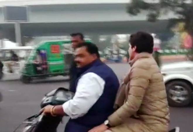 Priyanka Gandhi Vadra with Congress worker Dheeraj Gurjar (Photo ANI)