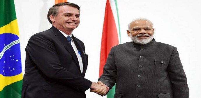 PM Modi meets Brazil President Jair Bolsonaro on the sidelines of the G-20 Summit, in Japan PM Modi meets Brazil President Jair Bolsonaro on the sidelines of the G-20 Summit, in Japan