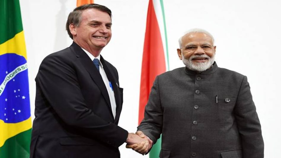 PM Modi meets Brazil President Jair Bolsonaro on the sidelines of the G-20 Summit, in Japan PM Modi meets Brazil President Jair Bolsonaro on the sidelines of the G-20 Summit, in Japan