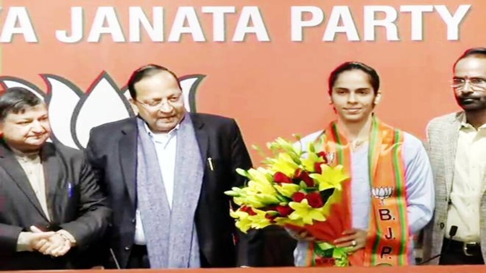 Saina Nehwal at the BJP Press Conference Saina Nehwal at the BJP Press Conference