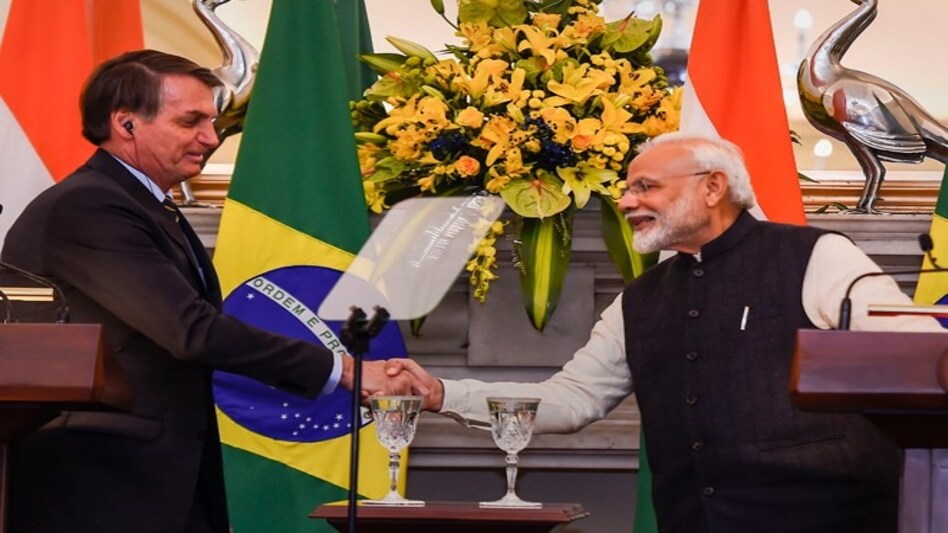 Indian Prime Narendra Modi (right) with Brazilian President Jair Messias Bolsonaro (Photo credit: PTI) Indian Prime Narendra Modi (right) with Brazilian President Jair Messias Bolsonaro (Photo credit: PTI)