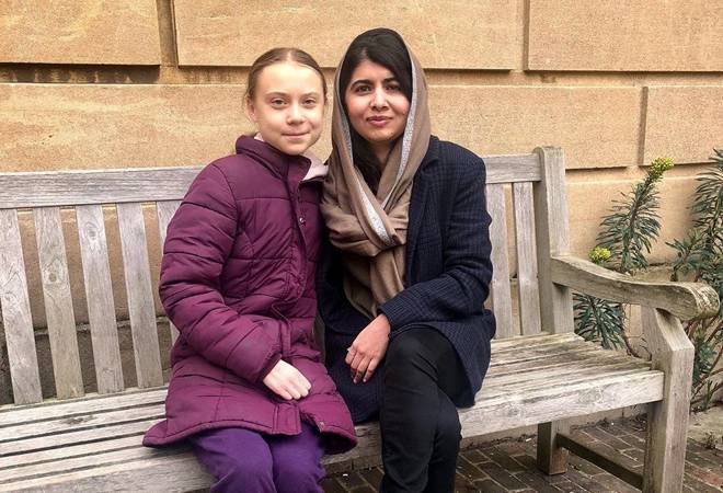 Swedish climate activist Greta Thunberg met Nobel Peace Prize winner Malala Yousufzai Swedish climate activist Greta Thunberg met Nobel Peace Prize winner Malala Yousufzai