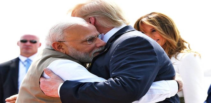 Prime Minister Narendra Modi welcomes US President Donald Trump Prime Minister Narendra Modi welcomes US President Donald Trump