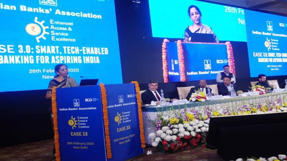 FM Nirmala Sitharaman at the EASE 3.0 launch event (Photo credit: Finance Ministry/ Twitter) FM Nirmala Sitharaman at the EASE 3.0 launch event (Photo credit: Finance Ministry/ Twitter)