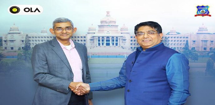 Arun Srinivas, COO, Ola, and Bhaskar Rao, Commissioner of Police, Bengaluru Arun Srinivas, COO, Ola, and Bhaskar Rao, Commissioner of Police, Bengaluru