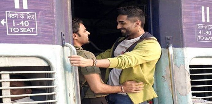 Ayushmann Khurrana and Jitender Kumar in a still from the film Ayushmann Khurrana and Jitender Kumar in a still from the film