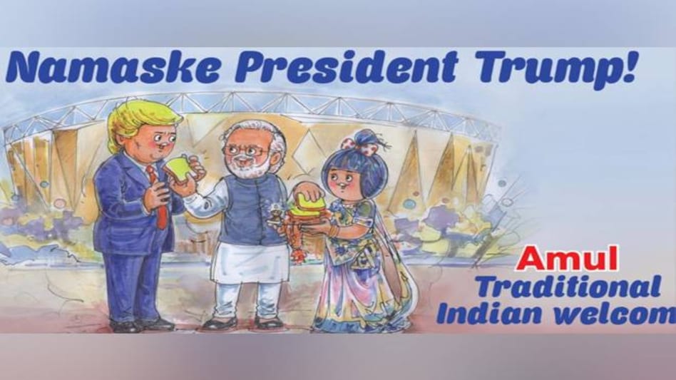 The phrase 'Namaske President Trump' is a play on the word 'maska', which means butter in some parts of the country The phrase 'Namaske President Trump' is a play on the word 'maska', which means butter in some parts of the country