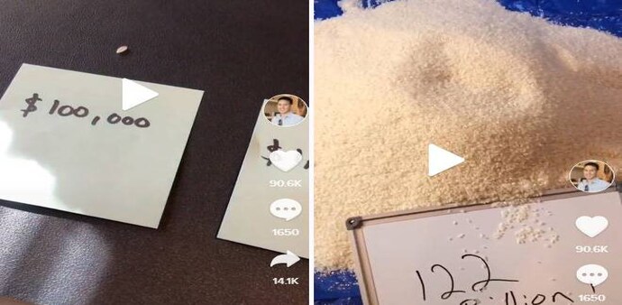 One rice grain represented $ 100,000 One rice grain represented $ 100,000
