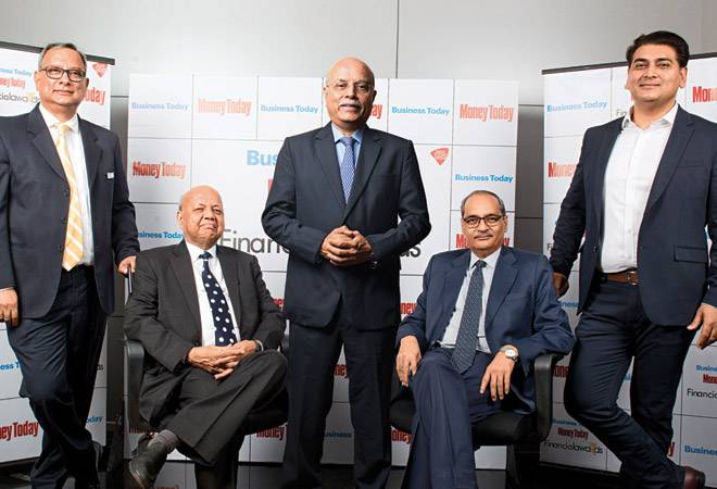 The Jury (from left): Vinayak Bahuguna, MD & CEO, ARCIL India; Arun Purwar, Former Chairman, State Bank of India; Shailesh Haribhakti, Chairman, Desai Haribhakti Group; Seshagiri Rao, Joint MD, JSW Steels; Sandeep Chiber, India Head, FIS Global The Jury (from left): Vinayak Bahuguna, MD & CEO, ARCIL India; Arun Purwar, Former Chairman, State Bank of India; Shailesh Haribhakti, Chairman, Desai Haribhakti Group; Seshagiri Rao, Joint MD, JSW Steels; Sandeep Chiber, India Head, FIS Global