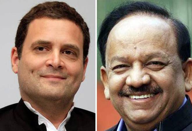 Congress leader Rahul Gandhi and Union Health Minister Dr Harsha Wardhan Congress leader Rahul Gandhi and Union Health Minister Dr Harsha Wardhan