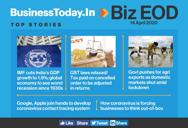 Biz EOD: IMF cuts India's GDP forecast; GST laws relaxed; Google, Apple join hands to fight coronavirus