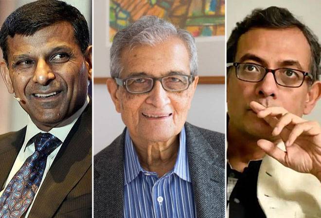 Economists Raghuram Rajan, Amartya Sen and Abhijit Banerjee (From left to right) Economists Raghuram Rajan, Amartya Sen and Abhijit Banerjee (From left to right)