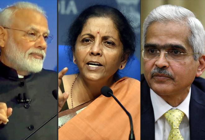 Prime Minister Narendra Modi, Finance Minister Nirmala SItharaman and RBI Guvernor Shaktikanta Das Prime Minister Narendra Modi, Finance Minister Nirmala SItharaman and RBI Guvernor Shaktikanta Das