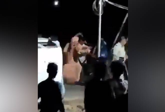 Screenshot taken from Palghar incident's viral video. Screenshot taken from Palghar incident's viral video.