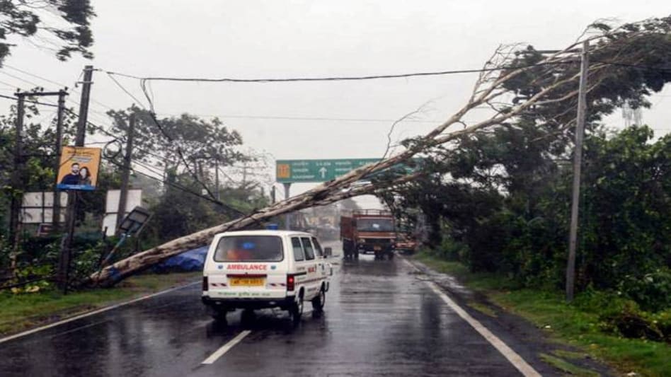 Cyclone Amphan updates: A tree falls on power lines during strong winds due to Cyclone Amphan at Kakdwip near Sunderbans in West Bengal. Cyclone Amphan updates: A tree falls on power lines during strong winds due to Cyclone Amphan at Kakdwip near Sunderbans in West Bengal.