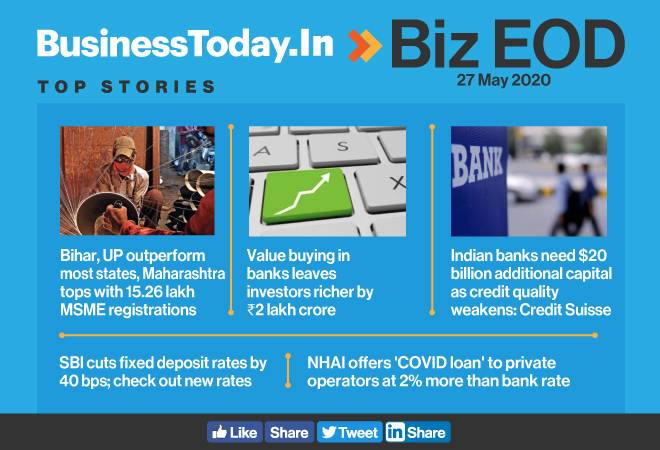 Biz EOD: NHAI offers COVID loan; SBI cuts FD rates; Maha tops MSME registrations