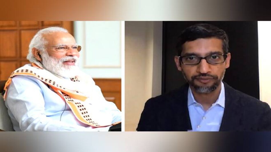 Prime Minister Narendra Modi holds a virtual meeting with Google CEO Sundar Pichai on Monday Prime Minister Narendra Modi holds a virtual meeting with Google CEO Sundar Pichai on Monday