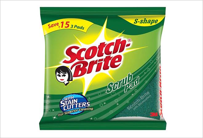 Scotch-Brite used a woman with a bindi as its logo in products like scrub pad/sponge, sink brush, broom and toilet brush Scotch-Brite used a woman with a bindi as its logo in products like scrub pad/sponge, sink brush, broom and toilet brush