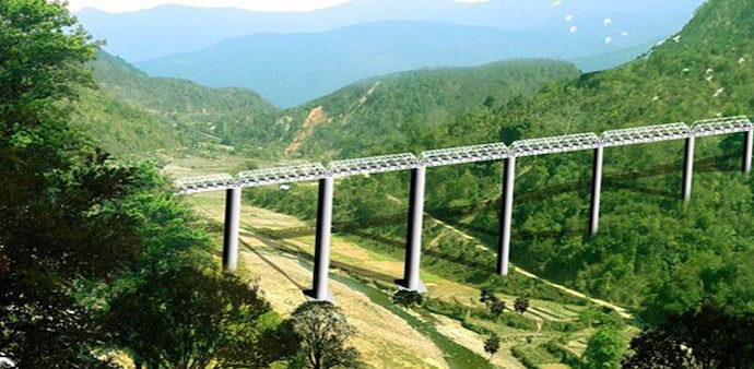 The bridge in Manipur is part of the 111 Km long Jiribam-Tupul-Imphal railway line The bridge in Manipur is part of the 111 Km long Jiribam-Tupul-Imphal railway line