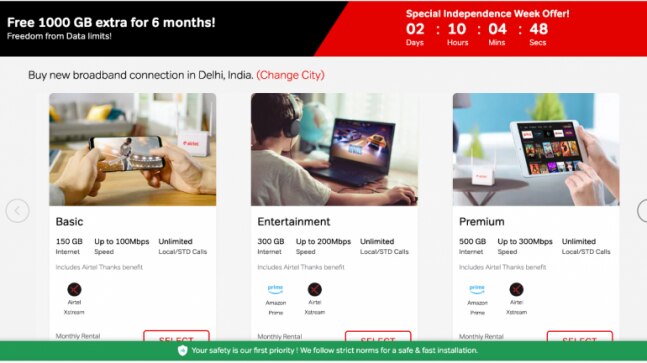 Airtel Independence Day offer: Users to get free 1000GB data with Xstream Fiber subscription