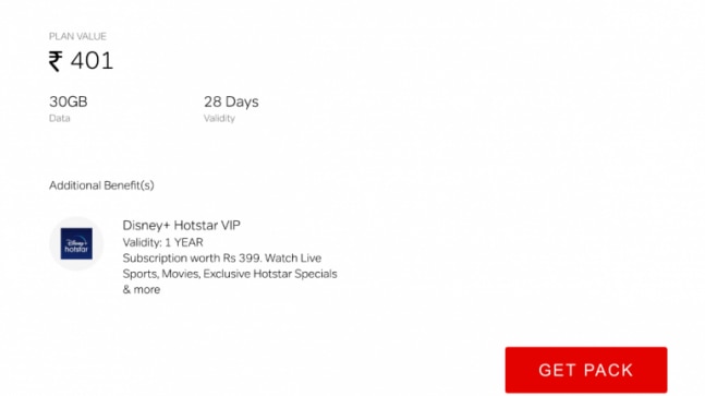Airtel Rs 401 Disney+ Hotstar plan revamped to offer 30GB data Airtel Rs 401 Disney+ Hotstar plan revamped to offer 30GB data