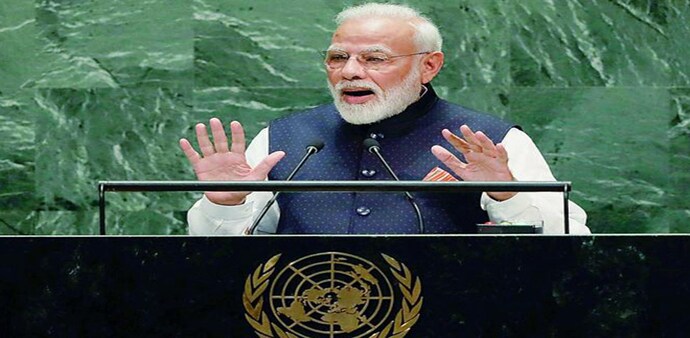 The Prime Minister's pre-recorded video statement is expected to be broadcast live at the UN General Assembly hall, New York, at 09:00 am local time or 06:30 pm IST The Prime Minister's pre-recorded video statement is expected to be broadcast live at the UN General Assembly hall, New York, at 09:00 am local time or 06:30 pm IST