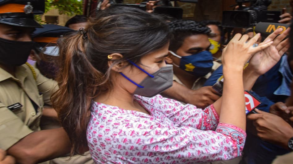 Rhea Chakraborty outside NCB office after being summoned for questioning in connection with the death by suicide case of Sushant Singh Rajput Rhea Chakraborty outside NCB office after being summoned for questioning in connection with the death by suicide case of Sushant Singh Rajput