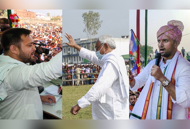 Bihar election 2020: (From L to R) Tejashwi Yadav, Nitish Kumar and Chirag Paswan Bihar election 2020: (From L to R) Tejashwi Yadav, Nitish Kumar and Chirag Paswan
