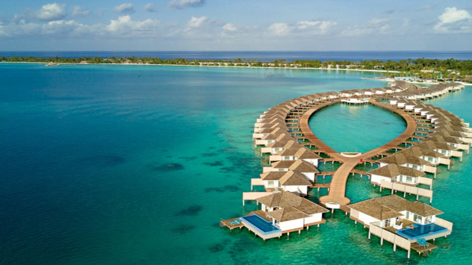 An aerial view of the aqua Pool Villas at the Kandima Maldives An aerial view of the aqua Pool Villas at the Kandima Maldives