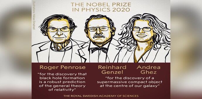 Scientists Roger Penrose, Reinhard Genzel and Andrea Ghez won the 2020 Nobel Prize for Physics for their discoveries about the black hole Scientists Roger Penrose, Reinhard Genzel and Andrea Ghez won the 2020 Nobel Prize for Physics for their discoveries about the black hole