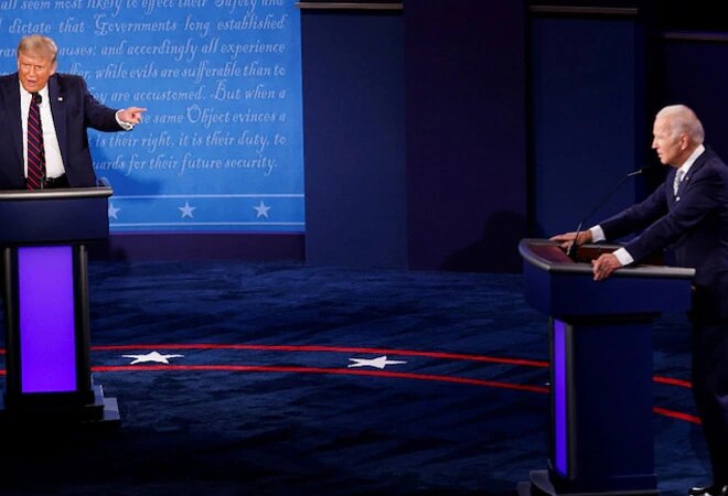 Donald Trump and Joe Biden during first presidential debate Donald Trump and Joe Biden during first presidential debate