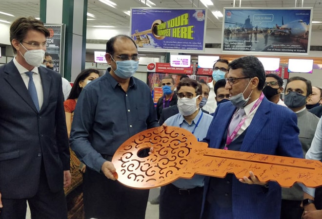 AAI officials handing over Ahmedabad International Airport to Adani Group AAI officials handing over Ahmedabad International Airport to Adani Group