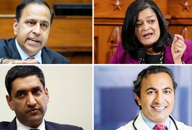 (Clockwise) Pramila Jayapal, Ami Bera, Ro Khanna, and Raja Krishnamoorthi (Clockwise) Pramila Jayapal, Ami Bera, Ro Khanna, and Raja Krishnamoorthi