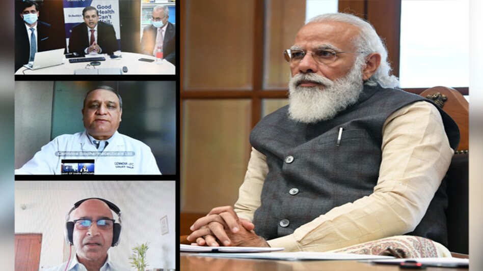 Prime Minister Narendra Modi interacts with experts from three pharma companies Prime Minister Narendra Modi interacts with experts from three pharma companies