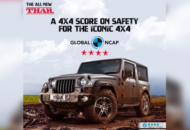 Mahindra  Thar 'India's safest off-roader'; Anand Mahindra praises SUV after 4 stars in Global NCAP test
