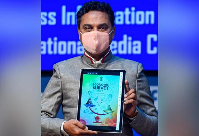 India's chief economic advisor KV Subramanian with digital copy of Economic Survey 2020-21 India's chief economic advisor KV Subramanian with digital copy of Economic Survey 2020-21