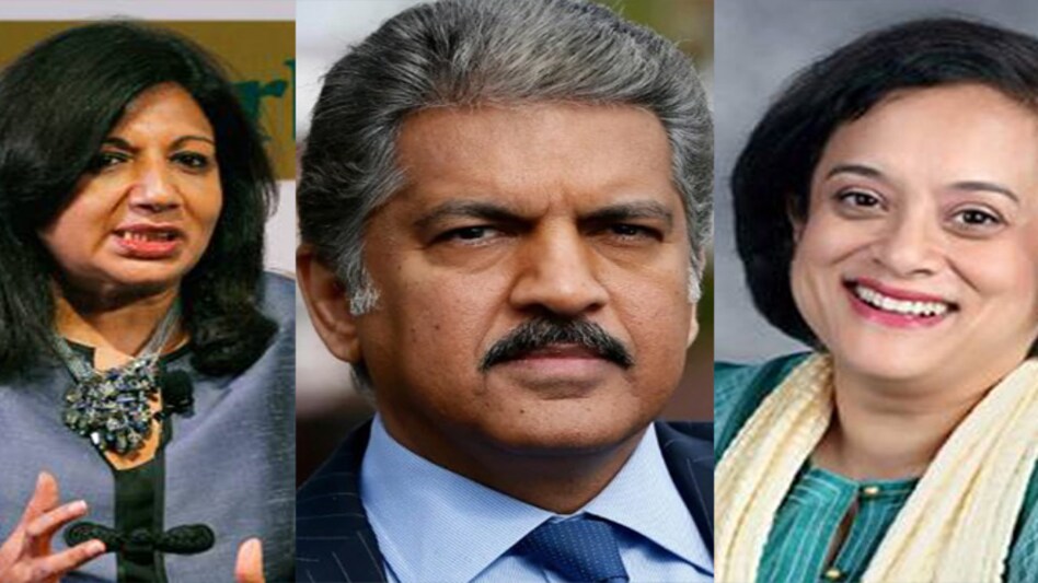 (L-R) Kiran Mazumdar-Shaw, Anand Mahindra and Debjani Ghosh (L-R) Kiran Mazumdar-Shaw, Anand Mahindra and Debjani Ghosh