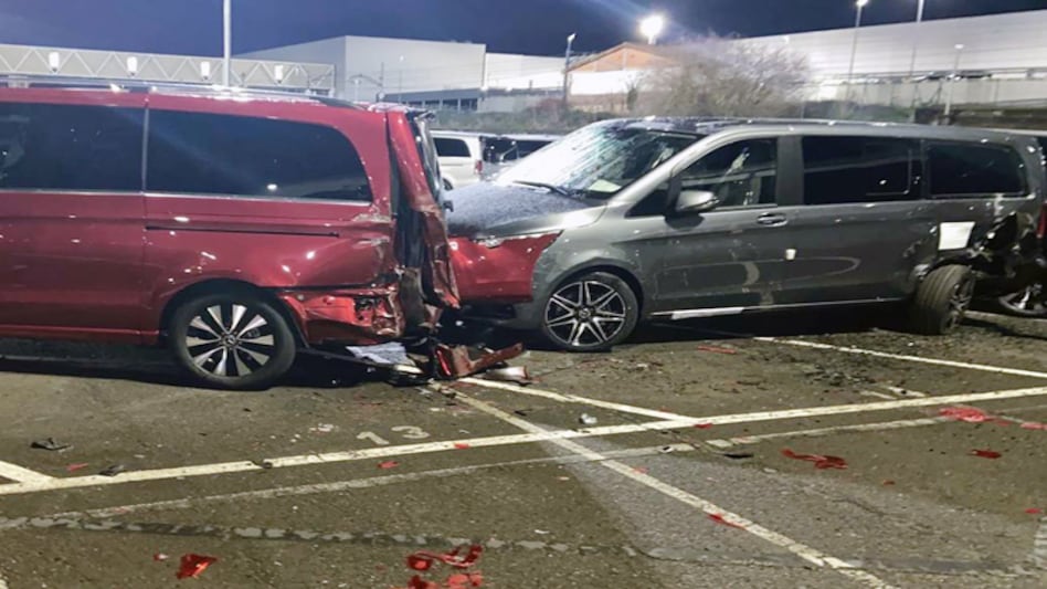 Upon reaching the factory, he went into a complete rampage mode and drove the front-end loader of the roadworks vehicle into 50 brand new Mercedes Class V vans which recently came out of assembly line Upon reaching the factory, he went into a complete rampage mode and drove the front-end loader of the roadworks vehicle into 50 brand new Mercedes Class V vans which recently came out of assembly line